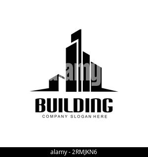 City Building Construction Logo Design Premium Quality Line Vektor-Illustration Stock Vektor