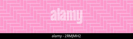 Fischgräten- oder Fischgrätenfliesenwand in Pink. Hintergrund aus Keramik oder Stein. Einrichtung für Babymädchen-Zimmer. Nahtloses Muster. Vektor-Illustration. Stock Vektor