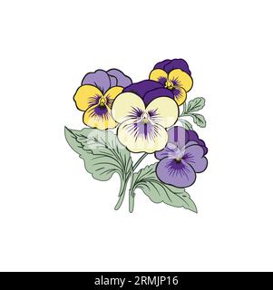 Stiefmütterchen-Blumen-handgezeichnete Vektorillustration Stock Vektor