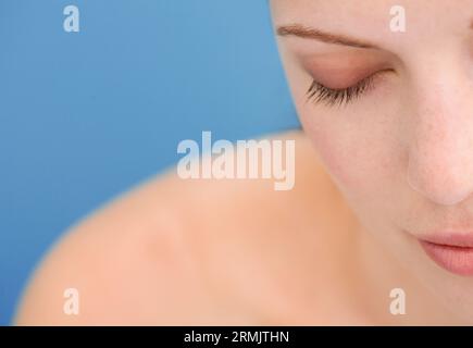 Extreme Nahaufnahme junge schöne Frau Stockfoto