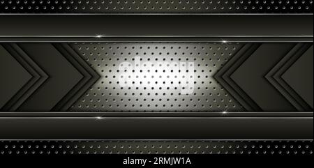 Abstrakte Metallkohlenstoffstruktur und Strichchrom überschneiden sich auf einem modernen Designhintergrund aus metallischem Silberblech. Vektorillustration Stock Vektor