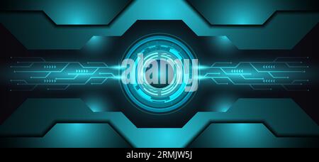 Abstrakte Hi-Tech futuristische Dimensionstechnologie elektronische Schaltung dunkelgrüner Hintergrund Vektor illustratio Stock Vektor