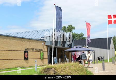 Eintritt zum Trellebor Wikingermuseum und Ringburg, Slagelse, Dänemark. Stockfoto