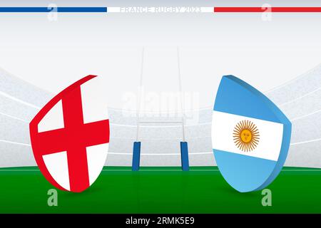 Spiel zwischen England und Argentinien, Illustration der Rugby-Flagge Ikone im Rugby-Stadion. Vektorillustration. Stock Vektor