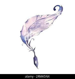 Aquarell handgemalte Bücher Illustration. Assistentenkonzept. Halloween-Design. Niedliche Katzen, magische Attribute. Für die Gestaltung von Postkarten, websi Stockfoto