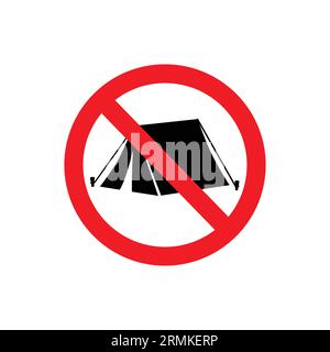 Klassisch kein Campingzeichen einfaches Symbol auf rotem Kreisvektor isoliert auf weißem Hintergrund Stock Vektor