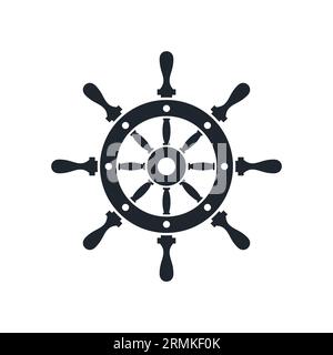 Klassisches Schiffshebewerk-Symbol-Vektor des nautischen Lenkrades isoliert auf weißem Hintergrund Stock Vektor