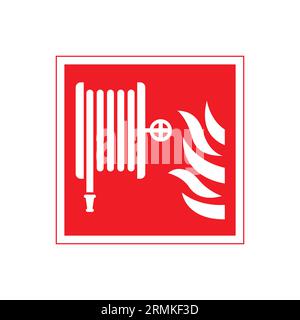 Einfache klassische rote Feuerwehrschlauch Haspel Symbol Symbol Vektor isoliert auf weißem Hintergrund Stock Vektor