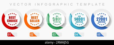 Business Icon Set, verschiedene Symbole wie Best Choice, Bestseller, iso 9001, iso 14001 und iso 27001 für webde Impfstoff, Menschen und Notfall-Pho Stock Vektor