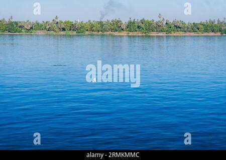 Ägyptische Gelassenheit: Vögel schweben, während die Sonne auf dem Nil aufgeht Ägypten Sommerreise Stockfoto