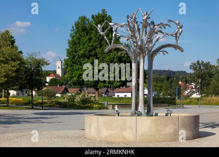 Springbrunnen im Kurgarten, Bad Birnbach, Niederbayerisches Kurdreieck, Rottal Inn, Niederbayern, Deutschland Stockfoto