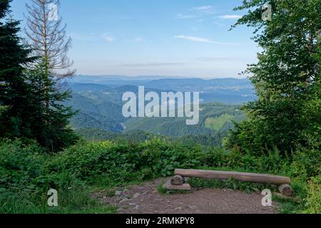 Blick auf die Berglandschaft im Apuseni-Gebirge in den Westkarpaten aus der Sicht auf die rumänische DN 75 bei Vartop. Alba County Stockfoto