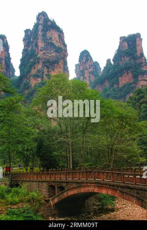 ): Reise durch die beeindruckenden Aussichten auf Chinas majestätische, avatarartige Berge, wo Realität auf filmische Wunder trifft Stockfoto