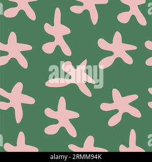 Grooviges, abstraktes, nahtloses Muster. Psychedelisch verzerrt. Vektorhintergrund in den 1970er-1980er Jahren Hippie-Retro-Stil Stock Vektor