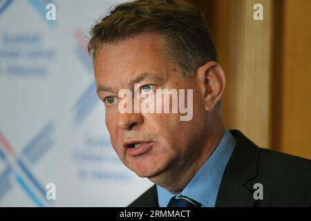 Edinburgh Scotland, UK, 29. August 2023. Der schottische Konservative Murdo Fraser hält eine Rede im Apex Hotel. Credit sst/Alamy Live-Nachrichten Stockfoto