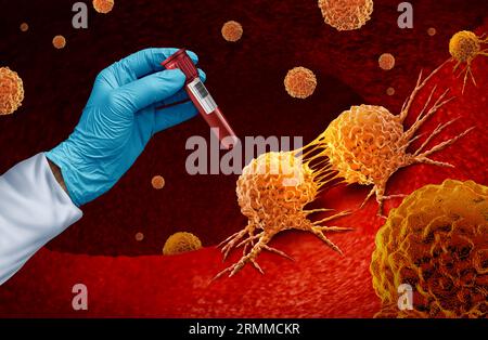 Krebsbluttest und Multi-maligne Krankheitsscreening zur Früherkennung von Krebs und Tumorzellen als Genetik und Immuntherapie Stockfoto