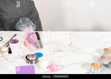 Extravagante Cupcakes für die Geburtstagsfeier Stockfoto