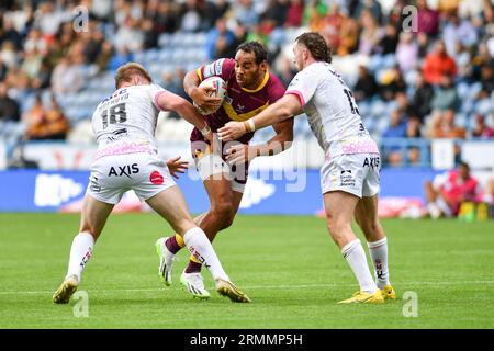 Huddersfield, England - 25. August 2023 Leroy Cudjoe (21) von Huddersfield Giants in Action. Rugby League Betfred Super League, Huddersfield Giants vs Leeds Rhinos im John Smith's Stadium, Huddersfield, Großbritannien Stockfoto