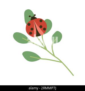 Süße Marienkäfer-rote Käfer auf einem dekorativen Vektor Stock Vektor