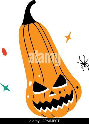 Halloween Kürbis mit gruseligen Gesichtern. Halloween Kürbis. Vektorillustration. Stock Vektor