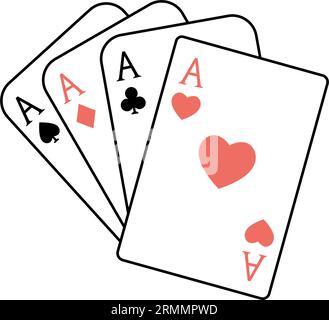 Vier Asse. Poker Spielkarten. Vektorillustration. Stock Vektor