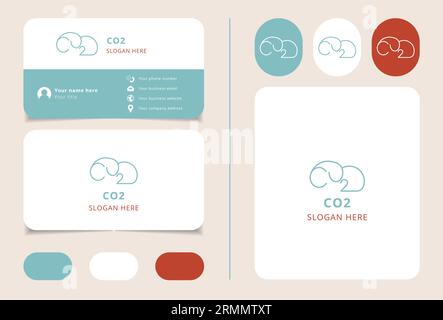 CO2-Logo mit editierbarem Slogan. Markenbuch und Visitenkartenvorlage. Stock Vektor