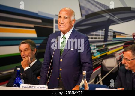 Monza, Italien. 29. August 2023. Angelo Sticchi Damiani, Präsident von ACI Italia, während der Pressegespräch Formel 1 Pirelli Gran Premio d'Italia 2023 am 29. August 2023 in Monza, Italien. Im Jahr 2023 GP Formel 1 Grand Prix Pirelli, Gran premio d'Italia - Pressekonferenz, Formel 1 Meisterschaft in Monza, Italien, August 29 2023 Credit: Independent Photo Agency/Alamy Live News Stockfoto