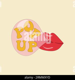 Frauenlippen mit Kaugummi Stock Vektor