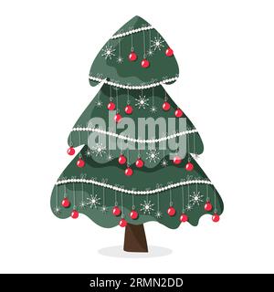 Weihnachtsbaum mit bunten Girlanden. Stock Vektor