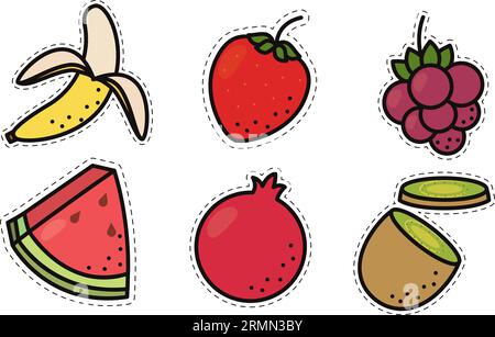 Set mit farbigen Fruchtsymbolen Vektor Stock Vektor