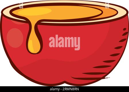 Isolierte handgezeichnete Apfelscheibe mit Honig-Vektor Stock Vektor