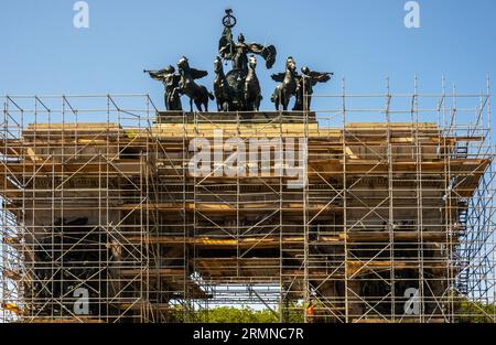 Grand Army Plaza Arch mit Gerüsten für eine Restaurierung in Brooklyn NYC Stockfoto