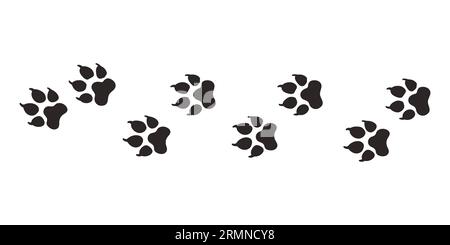 Leopardenpfoten. Tierpfoten, Vektor verschiedene Tierfußabdrücke schwarz auf weißer Illustration Stock Vektor