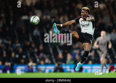 LONDON, Großbritannien - 29. August 2023: Adama Traore vom Fulham FC in Aktion während des Spiels der zweiten Runde des EFL Cup zwischen Fulham FC und Tottenham Hotspur in Craven Cottage (Credit: Craig Mercer/Alamy Live News) Stockfoto