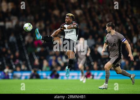 LONDON, Großbritannien - 29. August 2023: Adama Traore vom Fulham FC in Aktion während des Spiels der zweiten Runde des EFL Cup zwischen Fulham FC und Tottenham Hotspur in Craven Cottage (Credit: Craig Mercer/Alamy Live News) Stockfoto