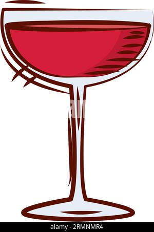 Isoliertes farbiges handgezeichnetes Glas Wein Vektor Stock Vektor