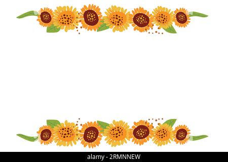 Gerader horizontaler Rand aus Sonnenblume, Blatt Stock Vektor