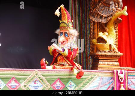 Punch & Judy Puppenshow in den Heights of Abraham in Matlock, Derbyshire, Großbritannien Stockfoto