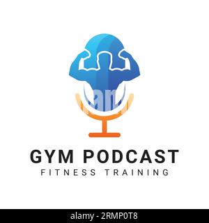 Gym Podcast Logo Design Vektor Vorlage Stock Vektor