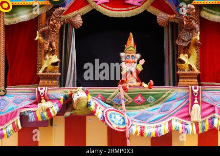 Punch & Judy Puppenshow in den Heights of Abraham in Matlock, Derbyshire, Großbritannien Stockfoto