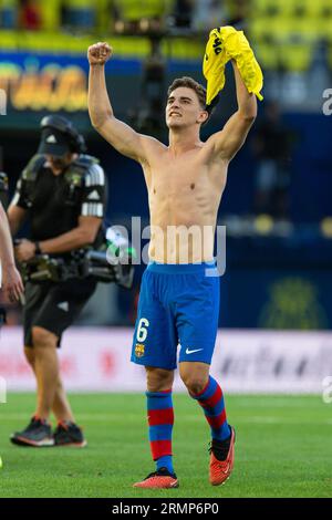 Villarreal, Spanien. 27. August 2023. Gavi vom FC Barcelona während des LaLiga EA Sports-Spiels zwischen Villarreal CF und FC Barcelona im Estadio La Ceramica in Villarreal, Spanien. (Bild: © David Ramirez/DAX über ZUMA Press Wire) NUR REDAKTIONELLE VERWENDUNG! Nicht für kommerzielle ZWECKE! Stockfoto