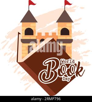 Weltbuch-Tagesplakat Fantasy-Buch-Vektor Stock Vektor