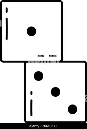 Isoliertes flaches Paar Würfel Spielzeugskizzensymbol Vektor Stock Vektor