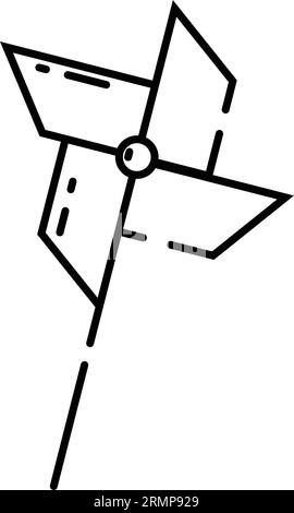 Isoliertes flaches Origami-Windmühle-Spielzeug-Skizzensymbol Vektor Stock Vektor
