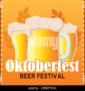 Isolierte Gruppe von Biergläsern mit Schaum Oktoberfest Bierfest Vektor Stock Vektor