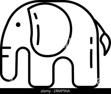 Isoliertes flaches Elefantenspielzeug Skizzensymbol Vektor Stock Vektor