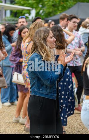 London, UK, 29. Juli 2023, Feria de Londres, das spanische Festival, Rückkehr nach London am 29. und 30. Juli. Findet im Wembley Park statt, einem brandneuen Ort. Zu den Höhepunkten zählen Flaminco-Tanz, spanische Musik, Essen und Wein. Andrew Lalchan Photography/Alamy Live News Stockfoto