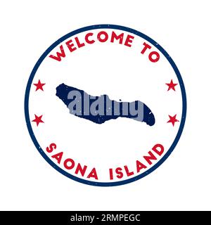 Willkommen auf Saona Island Stempel. Runder Grunge-Stempel mit Textur in Super Rose Red. Geometrisches Saona Island Siegel im Vintage-Stil. Stock Vektor