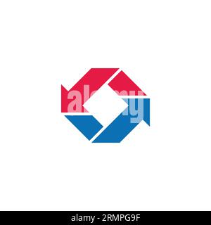 Drehen Sie den Logo-Vektor für den Austausch von quadratischen Pfeilen Stock Vektor