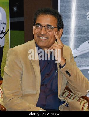 Mumbai, Indien. 29. August 2023. Die indische Cricket-Kommentatorin Harsha Bhogle wird während der Veröffentlichung des Buches Pitchside: My Life in Indian Cricket von dem Autor und Cricket-Administrator Amrit Mathur in Mumbai gesehen. (Foto: Ashish Vaishnav/SOPA Images/SIPA USA) Credit: SIPA USA/Alamy Live News Stockfoto